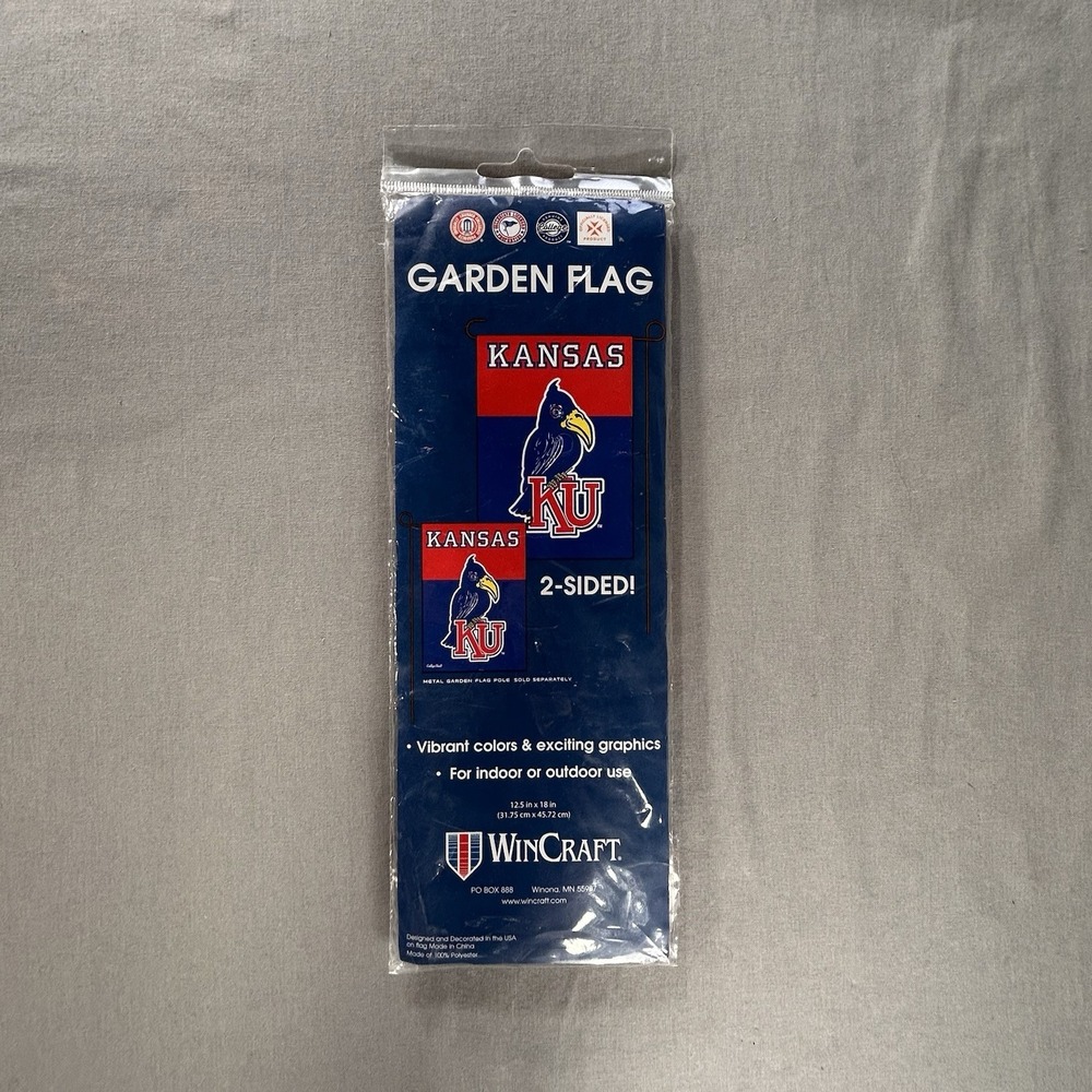 WinCraft Kansas Jayhawks 2 Sided Garden Flag 12.5"x18" New‎ NCAA Collegiate